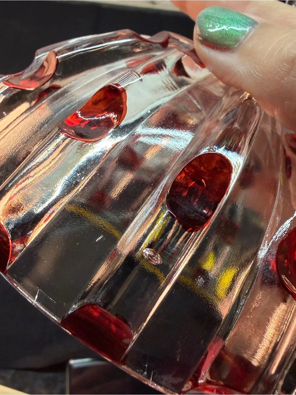 Antique c.1891 U.S. Glass Broken Column Ruby Stain Covered Butter Dish EAPG